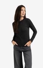 Load image into Gallery viewer, YAYA Suedine trim neckline trim top Anthracite Melange