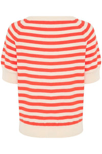 Part Two Glennie short sleeve striped knit Mandarin Red