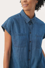 Load image into Gallery viewer, Part Two Ellena denim shirt dress Medium Blue
