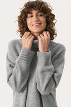 Load image into Gallery viewer, Part Two Leighton roll neck knit Medium Grey Melange