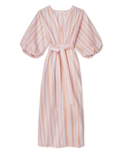 Load image into Gallery viewer, Yerse Woven stripe puff sleeve dress Multicolour
