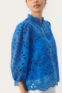 Part Two Grethe Broderie Anglaise shirt Nebulas Blue