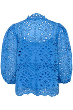 Load image into Gallery viewer, Part Two Grethe Broderie Anglaise shirt Nebulas Blue
