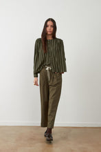 Load image into Gallery viewer, Orfeo Kristin embellished back detail shirt Khaki Stripe