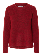 Load image into Gallery viewer, Selected Lulu O neck jumper Equestrian Melange Red