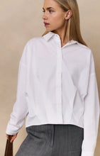 Load image into Gallery viewer, YAYA Pleat detail blouson cotton shirt Pure White