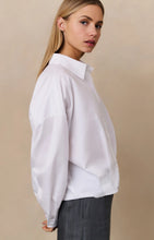 Load image into Gallery viewer, YAYA Pleat detail blouson cotton shirt Pure White