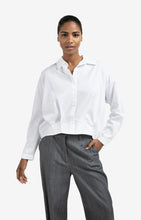 Load image into Gallery viewer, YAYA Pleat detail blouson cotton shirt Pure White
