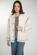 Load image into Gallery viewer, Nooki Poppy Borg embroidered jacket Cream
