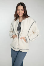 Load image into Gallery viewer, Nooki Poppy Borg embroidered jacket Cream
