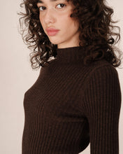 Load image into Gallery viewer, Grace & Mila Saturday ribbed knit mock neck jumper Chocolate