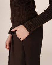 Load image into Gallery viewer, Grace & Mila Saturday ribbed knit mock neck jumper Chocolate