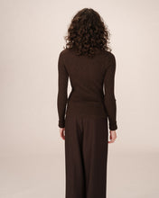 Load image into Gallery viewer, Grace & Mila Saturday ribbed knit mock neck jumper Chocolate