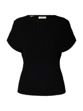 Load image into Gallery viewer, Selected Carly pleat fabric structured top Black