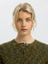 Load image into Gallery viewer, Selected Kat nep yarn short cardigan Fir Green Light Blue