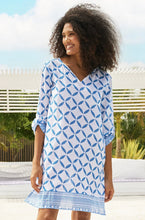 Load image into Gallery viewer, Aspiga Guadalupe Shibori print short tunic dress White/ Blue

