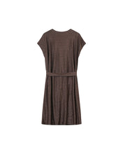 Load image into Gallery viewer, Grace & Mila Lydie knitted lurex jersey belted dress Chocolate