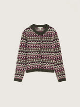 Load image into Gallery viewer, Seasalt Dawson pick cardigan Fairisle Zig Zag Geo Dark Hellebore