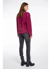 Load image into Gallery viewer, Rino & Pelle Sena knitted fringed edge jacket Winter Plum