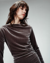 Load image into Gallery viewer, Grace & Mila Oceane velvet draped short dress Grey