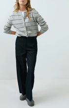 Load image into Gallery viewer, YAYA Striped knitted cardigan with tie detail Medium Grey Melange