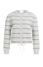 Load image into Gallery viewer, YAYA Striped knitted cardigan with tie detail Medium Grey Melange