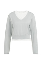 Load image into Gallery viewer, YAYA Layered look contrast neckline sweater Vapour Blue Grey - CW CW