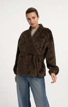 Load image into Gallery viewer, YAYA Teddy wrap jacket with tie closure Slate Brown
