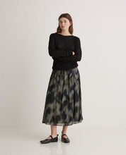 Load image into Gallery viewer, Yerse Blurry watercolour print skirt Khaki