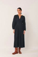 Load image into Gallery viewer, Indi & Cold Crepe shirred waist dress Navy