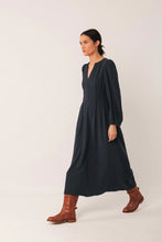Load image into Gallery viewer, Indi & Cold Crepe shirred waist dress Navy