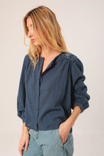 Load image into Gallery viewer, Indi & Cold Embroidered detail boxy blouse Indigo