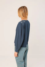 Load image into Gallery viewer, Indi & Cold Embroidered detail boxy blouse Indigo