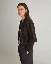 Load image into Gallery viewer, Yerse Graz boiled wool stripe jacket Chocolate Grey