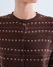 Load image into Gallery viewer, Compañia fantastica Floral jacquard knit cardigan Brown Flower