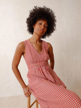 Load image into Gallery viewer, Indi &amp; Cold Crossover Gingham check dress Red
