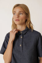 Load image into Gallery viewer, Indi & Cold Pinstripe shirt with contrast tie sides Indigo Blue - CW CW