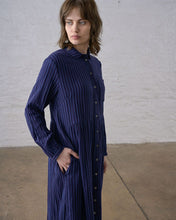 Load image into Gallery viewer, Bibico Bea textured dress Blue stripe