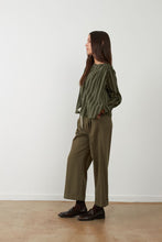 Load image into Gallery viewer, Orfeo Kristin embellished back detail shirt Khaki Stripe