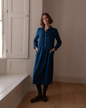 Load image into Gallery viewer, Bibico Jack textured denim shirt dress Indigo