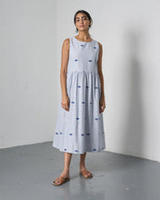 Load image into Gallery viewer, Bibico Fatima ticking stripe jacquard sundress Navy - CW CW