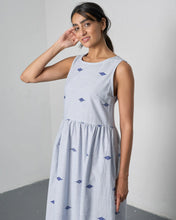 Load image into Gallery viewer, Bibico Fatima ticking stripe jacquard sundress Navy - CW CW