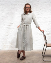 Load image into Gallery viewer, Bibico Rita woven striped belted midi shirt dress Ecru Multi