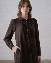 Load image into Gallery viewer, Bibico Louisa textured fabric mini check dress Cocoa