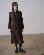 Load image into Gallery viewer, Bibico Louisa textured fabric mini check dress Cocoa