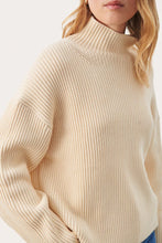 Load image into Gallery viewer, Part Two Angeline chunky rib cotton funnel neck jumper Whitecap Gray