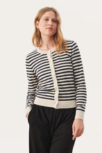 Load image into Gallery viewer, Part Two Tanisha cardigan Whitecap Gray Stripe