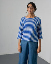 Load image into Gallery viewer, Bibico Classic sailor top with front pockets Med Blue Stripe - CW CW