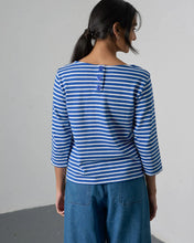 Load image into Gallery viewer, Bibico Classic sailor top with front pockets Med Blue Stripe - CW CW