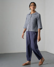 Load image into Gallery viewer, Bibico Rowan gingham check casual blouse Navy - CW CW
